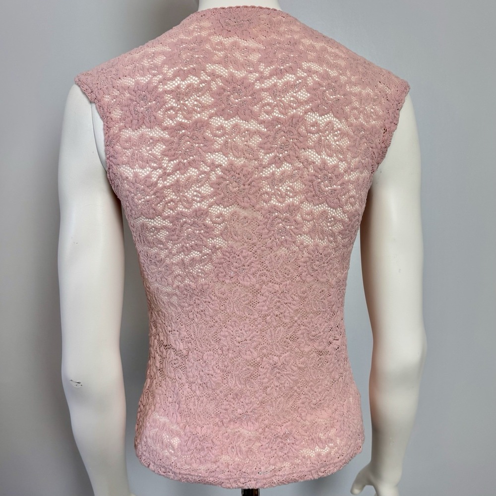 Byer Pink Lace Top Women Small Boho Fairy Grunge Festival Y2K Coquette Vintage - Picture 4 of 9
